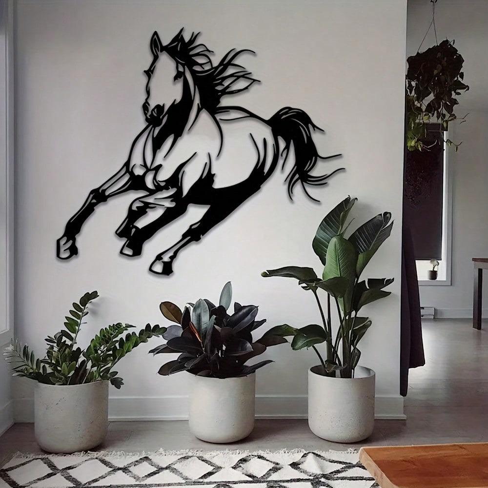 Equine Metal Wall Art Horse Decor Home Office Indoor Outdoor Metal Wall Hanging Horizontal Design Gift for Horse Lovers