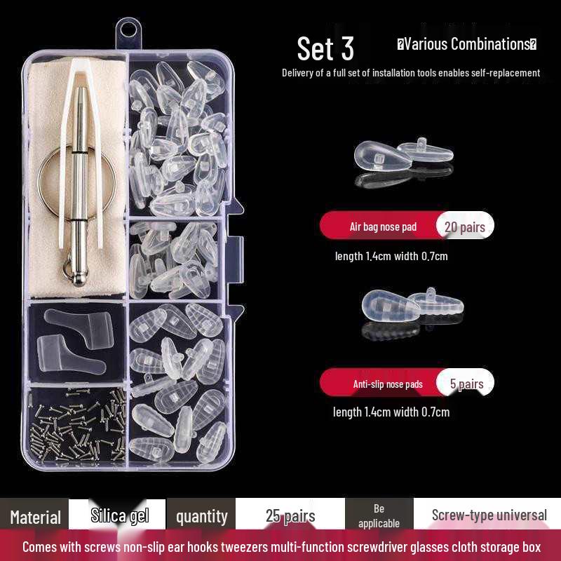 Eyeglass Repair Kit: Screwdriver Set, Nail Cutter, Nose Pads, Frameless Accessories