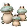 [S.T.S.G] Frog Figurine, Ceramic Ornament, Interior Decoration, Gift, Lucky Charm, Feng Shui, Entryway Ornament (Frog Family (Green))