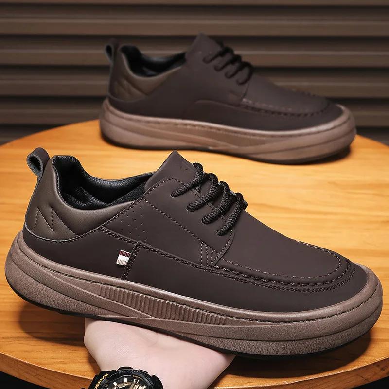 Casual Shoes for Men Luxury High Quality Men Leather Shoes Fashion Comfortable Walking Shoes Designer Soft-Sole Men Sneakers New