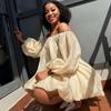Plus Size Sexy One-Shoulder Puff Sleeve Dress - European & American Style Women's Fashion