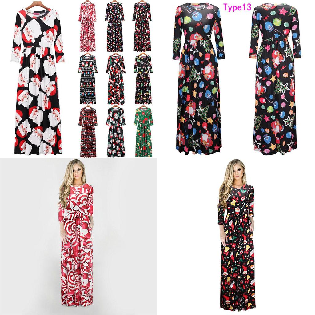 Fashion Women's Long Sleeve Christmas Dress Long Skirt Clothing With Premium Quality Material