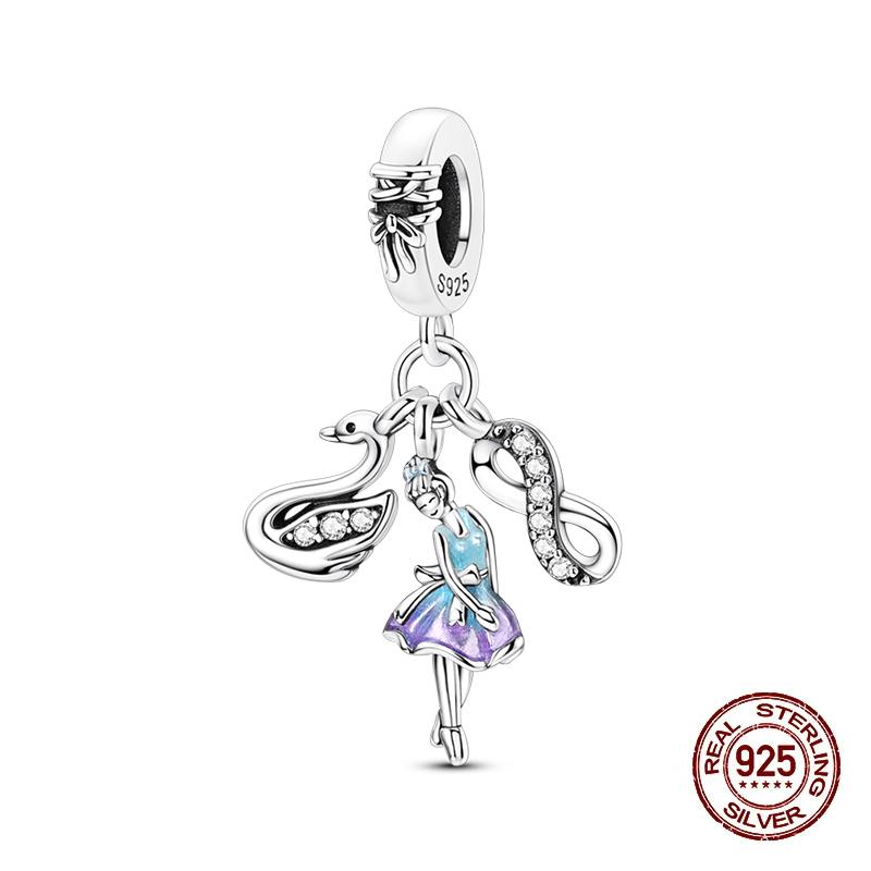 Charms Copper Fit 3Mm Original Armband Prinzessinnenkleid Parfüm Damen Ballett Kristallschuhe Perlen DIY Echtschmuck Geschenk