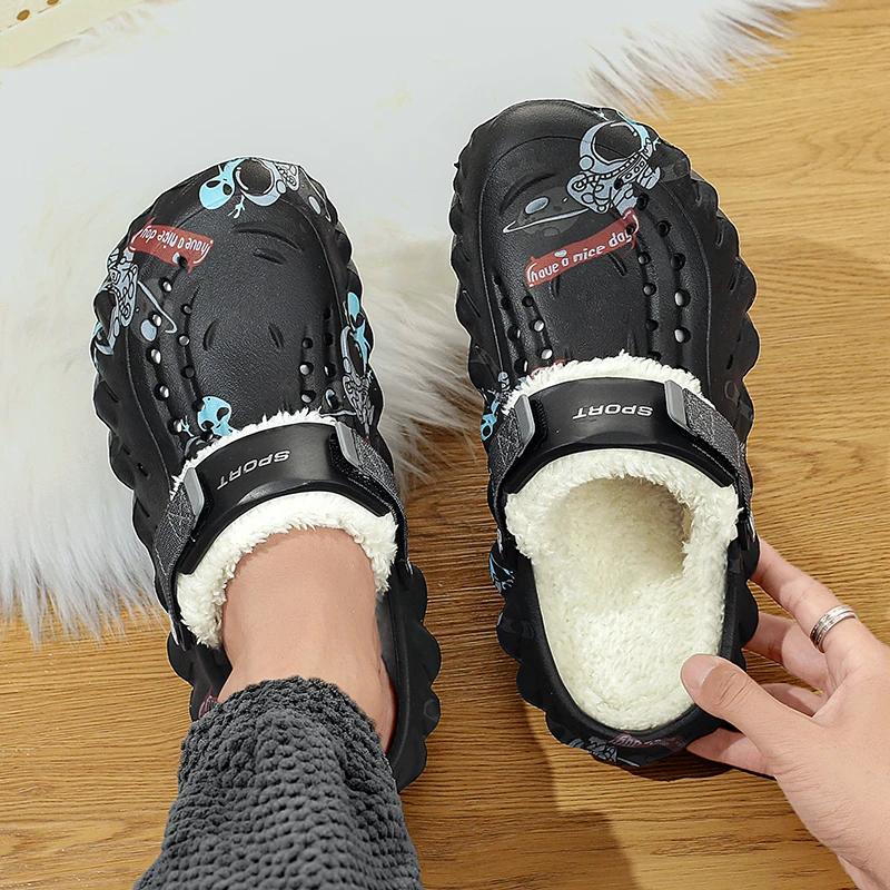 Winter Men's Slippers Outdoor Garden Clogs Male Casual Shoes Fashion Luxury Sandals Comfort Home Soft Slippers 40-45 Zapatillas