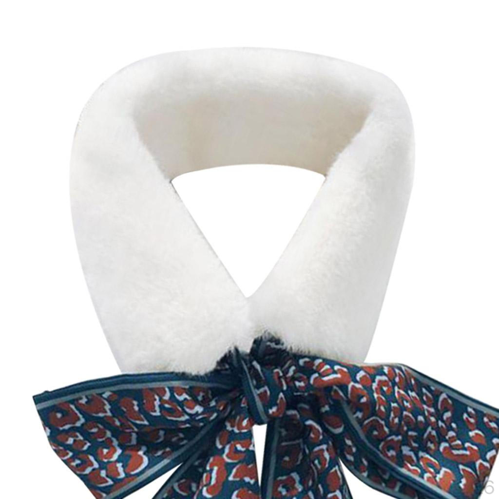 Scarf - Plush Leopard Ribbon Scarves for Winter Coat, Sweater, Blouse Shirt