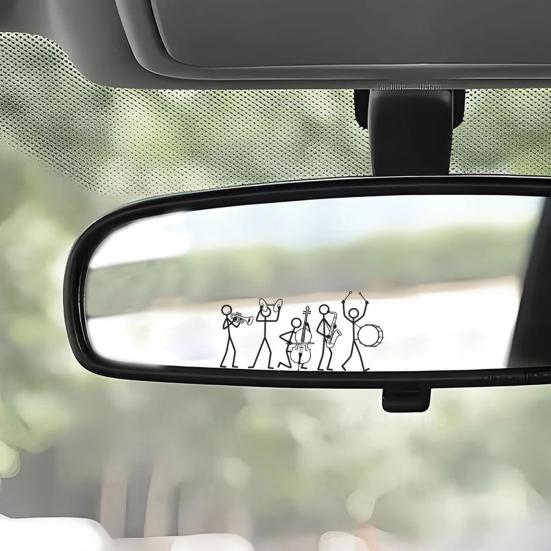 Yousheng The Stick Figure Band Rearview Mirror Decal, Simple PVC Car Rearview Mirror Stickers, Self Adhesive Stickers for Car Window Fuel Tank Cover