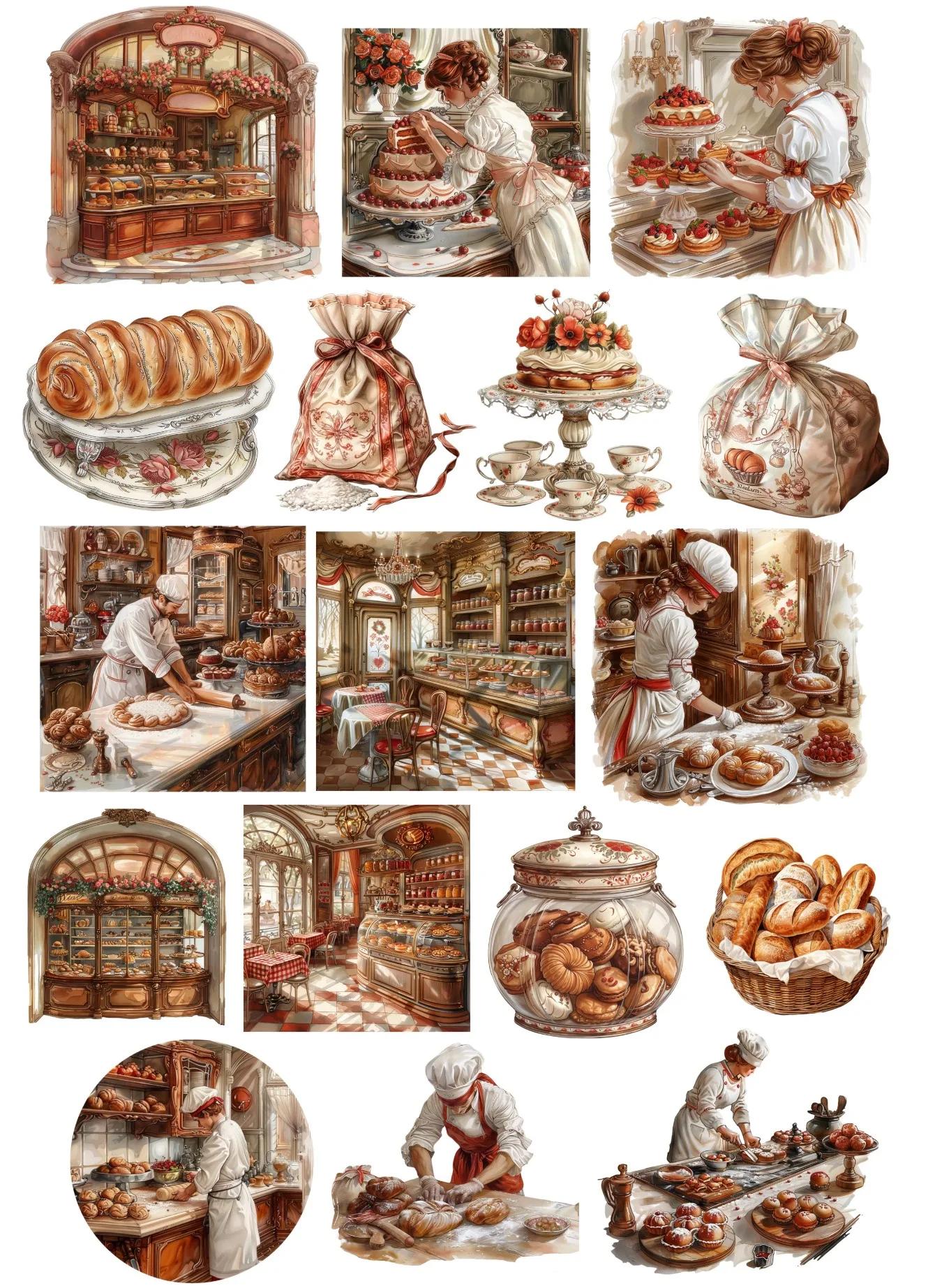 1 set Creative Cute Self-made Retro European Bakery  Scrapbooking Stickers /decorative /DIY Caft Photo Albums/LINE Express Stick белый