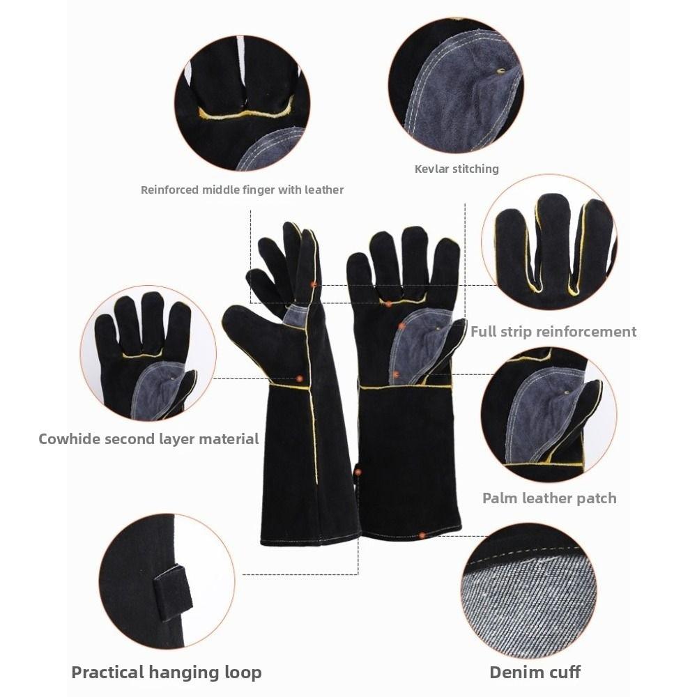 Leather Heat Resistant Gloves High Temperature Resistance Safety Gloves Welding Work