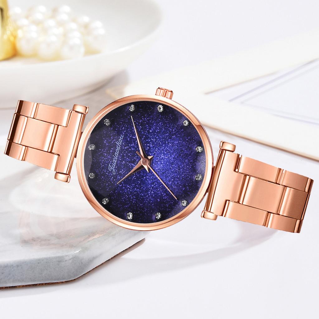 Módní dámský náramek s diamantovým ocelovým páskem Sada hodinek Elegantní geometrický náramek