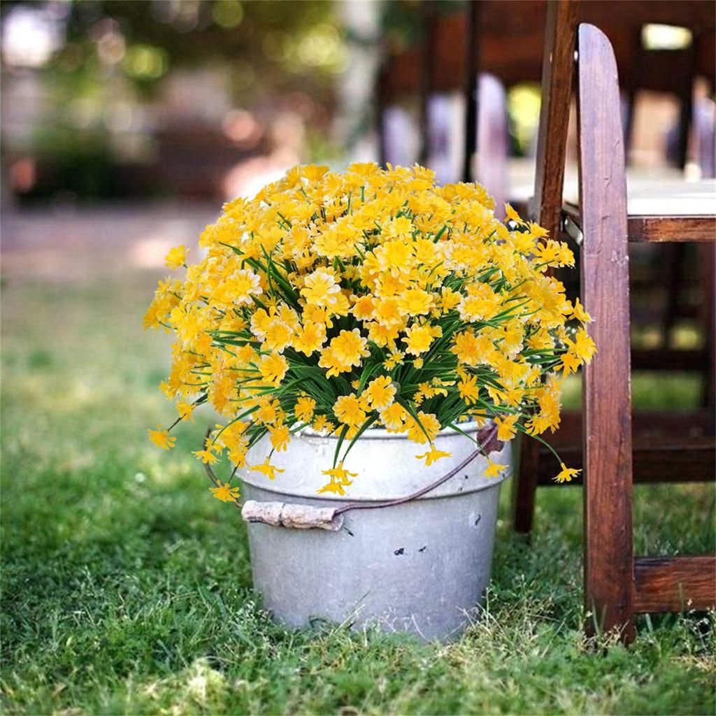 Artificial Daisy Flowers Decor UV-Resistant No Fading Non-Peeling for Gardening Patio Balcony Terrace