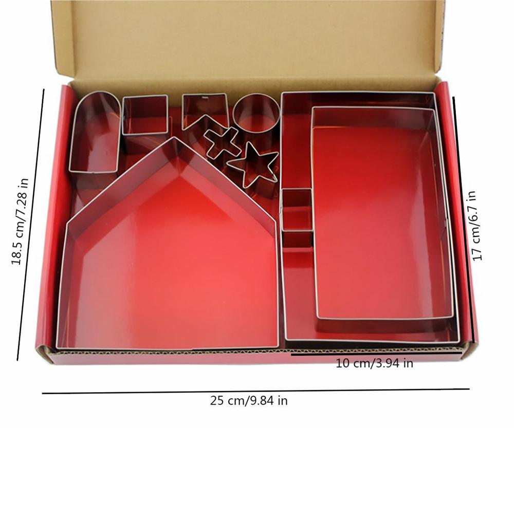 LMETJMA 10 Pcs Christmas Cookie Cutter Set Stainless Steel Gingerbread House Cookie Cutter Set Cake Biscuit Cutter Mold JT269