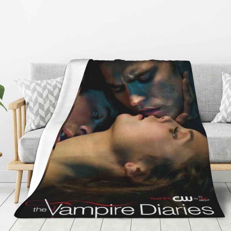 Custom The Vampire Diaries Blankets Warm Flannel Throw Blanket for Bed Couch Bedspread 75X95CM