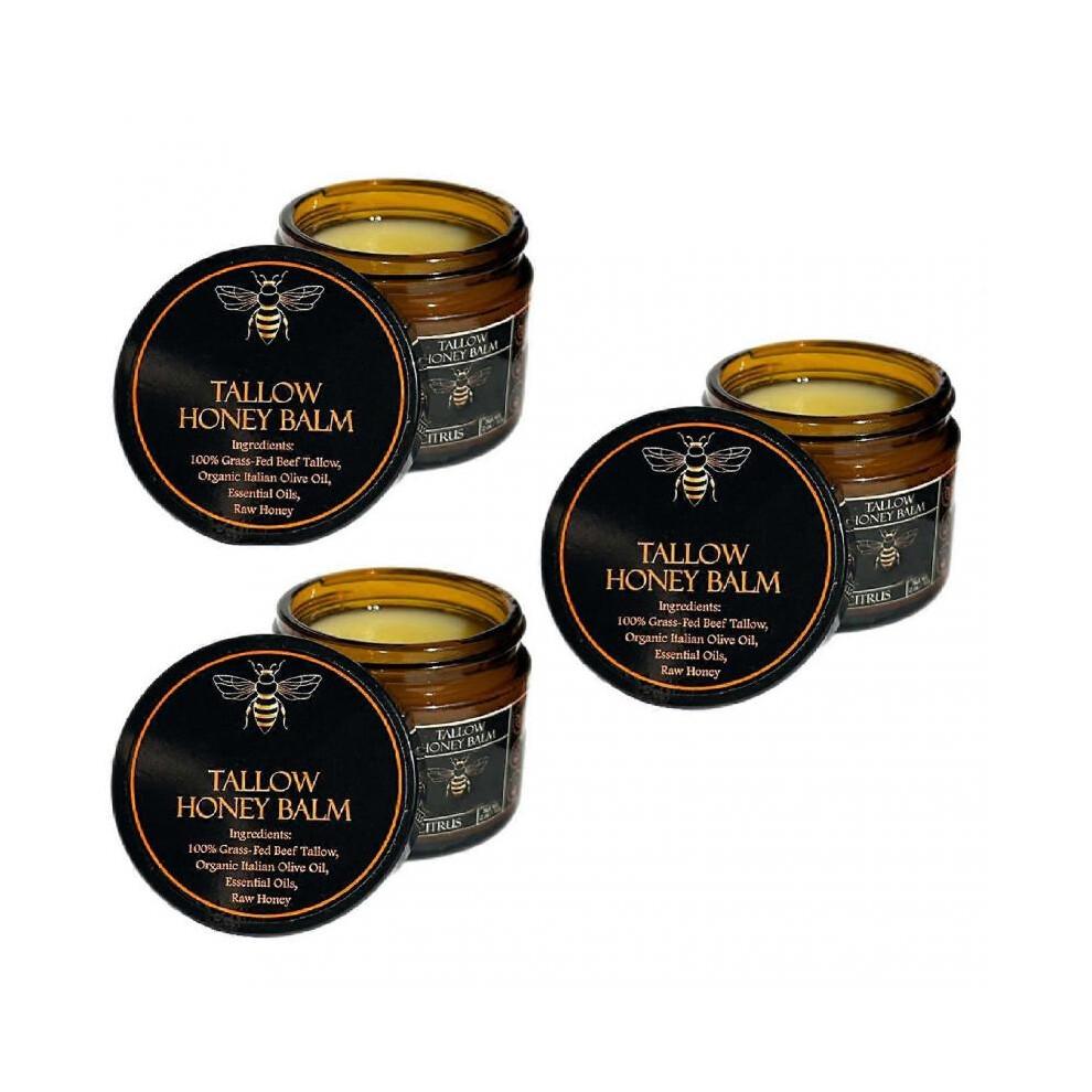(3 Stück) 1-3 Stück Bio Rinder Talg Balsam von grasgefüttertem Rind mit rohem Honig 100g 2pcs