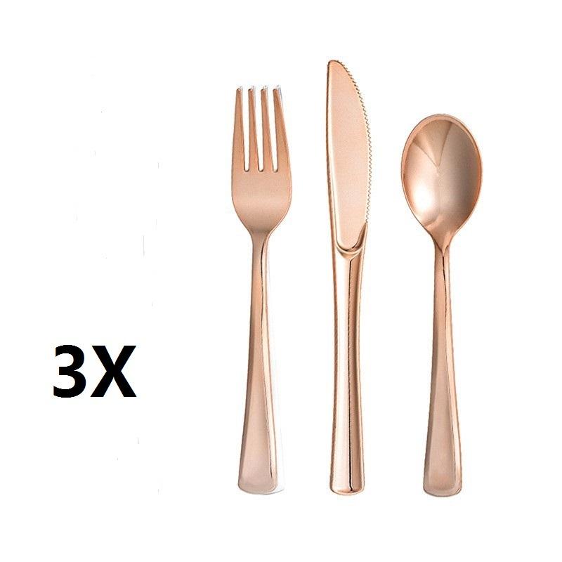 

Набор пластиковых столовых приборов серебристого цвета 50 шт. Оптовая одноразовая посуда Усиленные столовые приборы для праздников, вечеринок, обедов, свадеб и других мероприятий розового золота