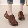 Fashion Cowhide Women Shoes Fashion Mid Heel Thick Soled Genuine Leather Retro Loafers Spring Autumn Flat Women Singles Shoes Mom Shoes