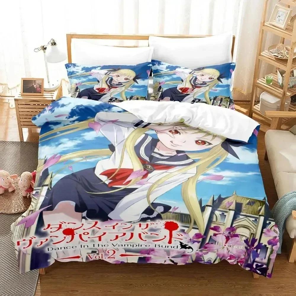 Anime Dance In The Vampire Bund Duvet Cover Bed Set King Queen Size Boys Adult Quilt Cover Pillowcase Comforter