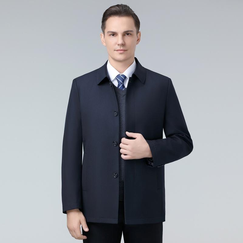 New Down Jacket for Men's Winter Mid-length Style Can Be Removed Inward Liner Daddy's Clothing Business Lapel Thermal Jacket