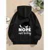 No Not Today Printed Hoodie Cat Pullover Loose Pocket Top Warm Wool Sweatshirt Winter Casual