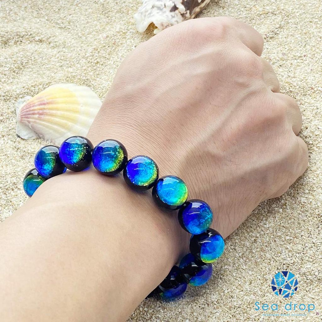Seadrop Glowing Firefly Glass Kerama Marine 14mm Bead Glass Beads Bracelet, Glow-in-the-Dark [001bt-14-19]