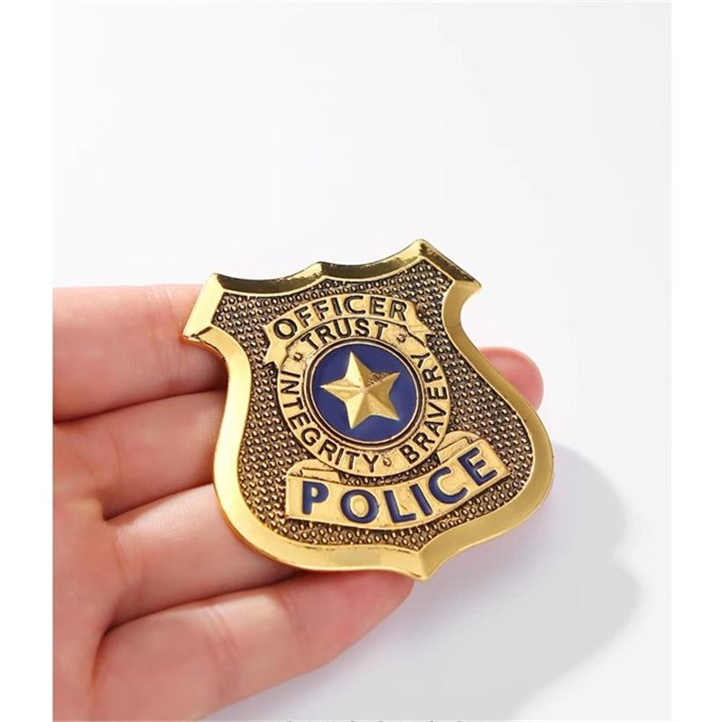 Police Badge Women's Brooch Anqituqe Gold Color Metal Pins Anime Fashion Trend Brooches for Clothing Unisex Enamel Brooch