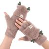 Winter Women Adult Plus Velvet Thickening Cute Cartoon Point Finger Gloves