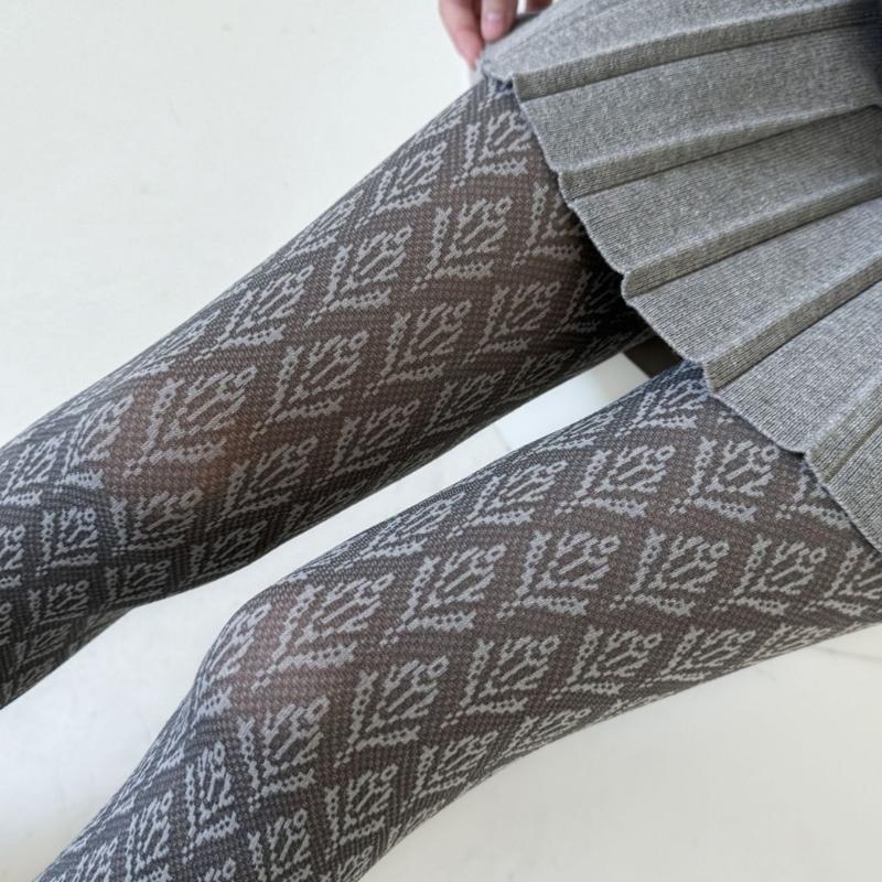Women Vintage Sweet Girls Slimming Pantyhose Stockings Dark Floral Patterned Opaque Silky Skinny Tights Leggings Hosiery