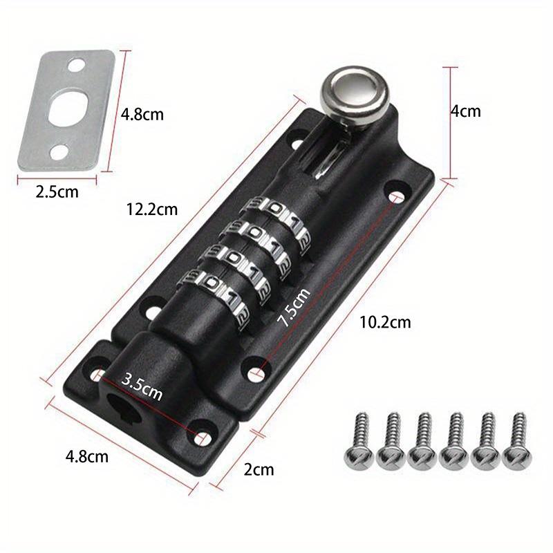 Password Lock Black Silver Bolt Metal Door Latch Anti-theft Safety Combination Digit Padlock Outdoor Home Wood Gate Hardware