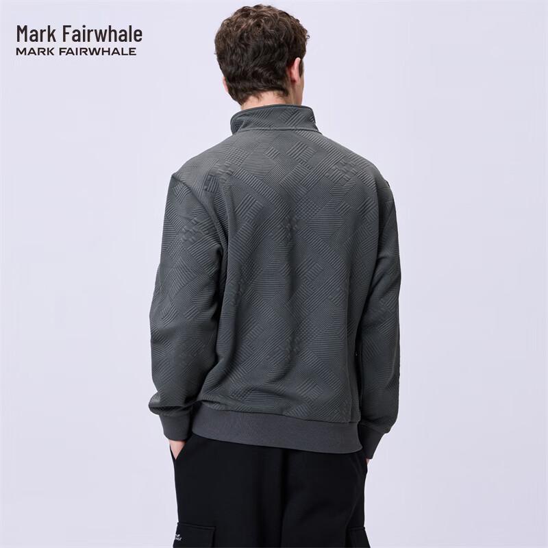Mark Fairwhale Men's Heavyweight Jacquard Stand-Collar Half-Zip Sweatshirt