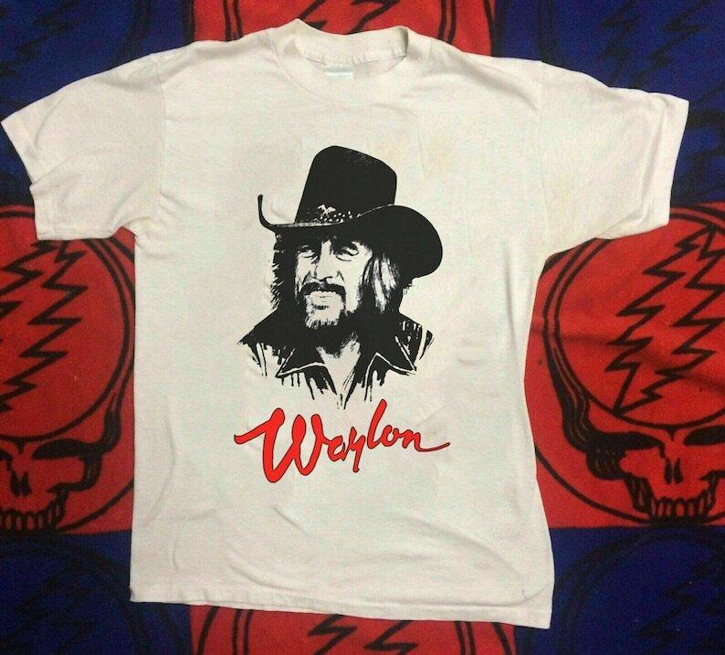 Vintage 1984 Waylon Jennings Concert Tour White Unisex Shirt Reprint WA0204 XXXXL