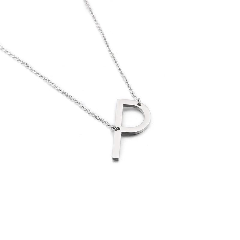 Kalen Clavicle Necklace: 26 English Letter Titanium Steel Necklace for Women - Simple and Elegant Design