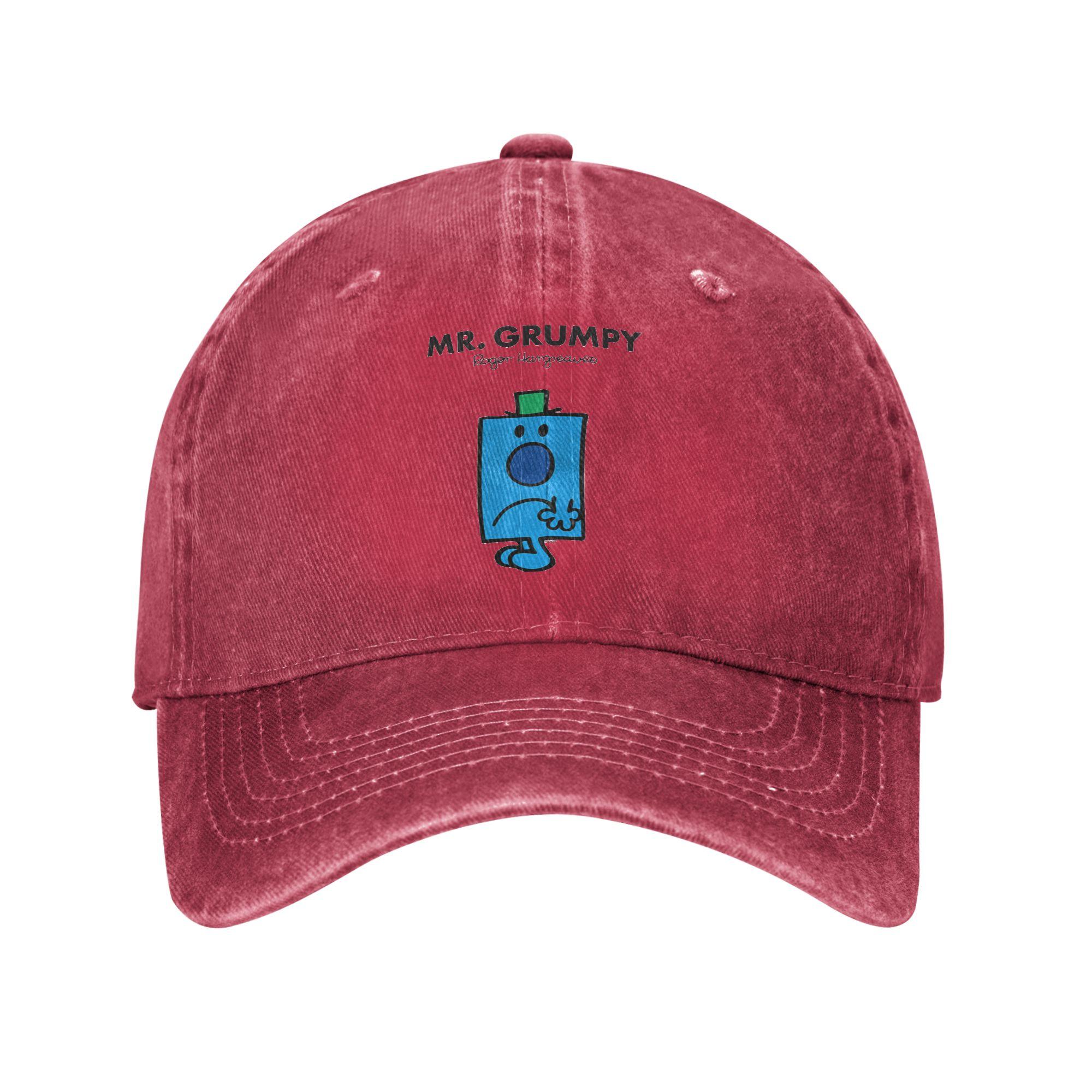 Mr. Grumpy Washed Denim Baseball Caps Snapback Baseball Hats Breathable Casquette Outdoor for Men s And Women s One Size