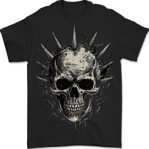 Punk Rock Skull Mens T-Shirt 100% Cotton L