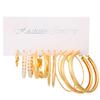XP17 Women's Retro Geometric Butterfly Pearl Hoop Earrings Set