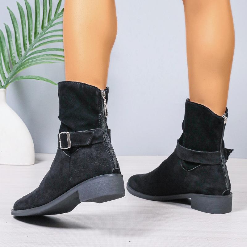 Neue kurze Stiefel für Damen, Stiefel mit rundem Kopf und grobem Absatz, große Martin-Stiefel für Damen