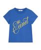 DEINET Rose Typo Graphic T-Shirt In Blue