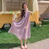 Women's Summer 2025 Korean Style Purple Sleeveless High Waist Vacation Dress