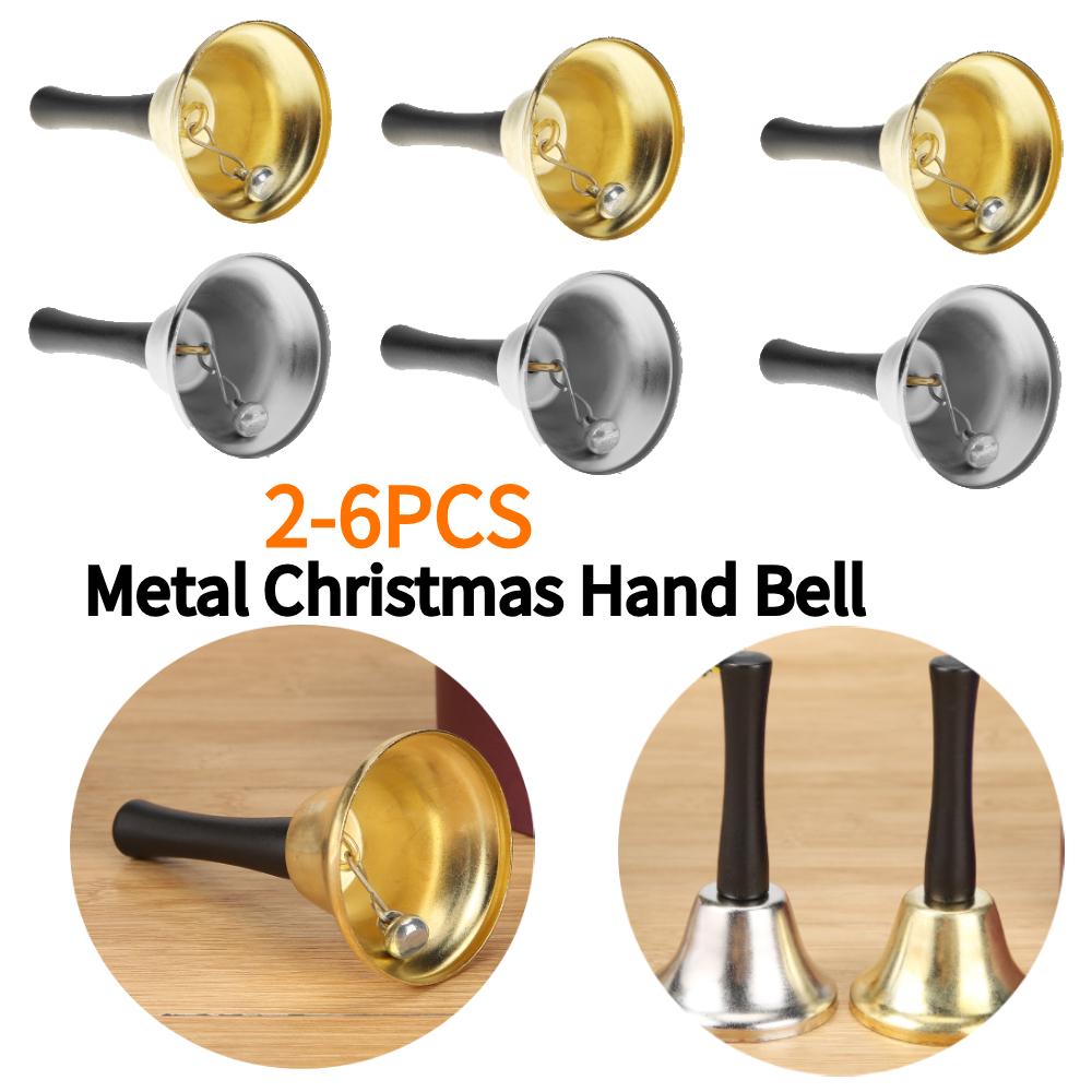 2-6PCS Santa Claus Handbell Metal Christmas Hand Bell Christmas Decoration Supplies Xmas New Year Party Celebrate Rattle