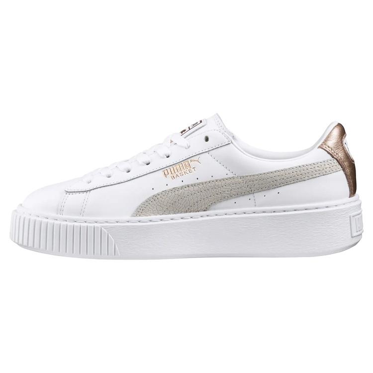 (WMNS) PUMA Basket Platform Euphoria RG White Gray Gold Women s 366814-02 EU 37