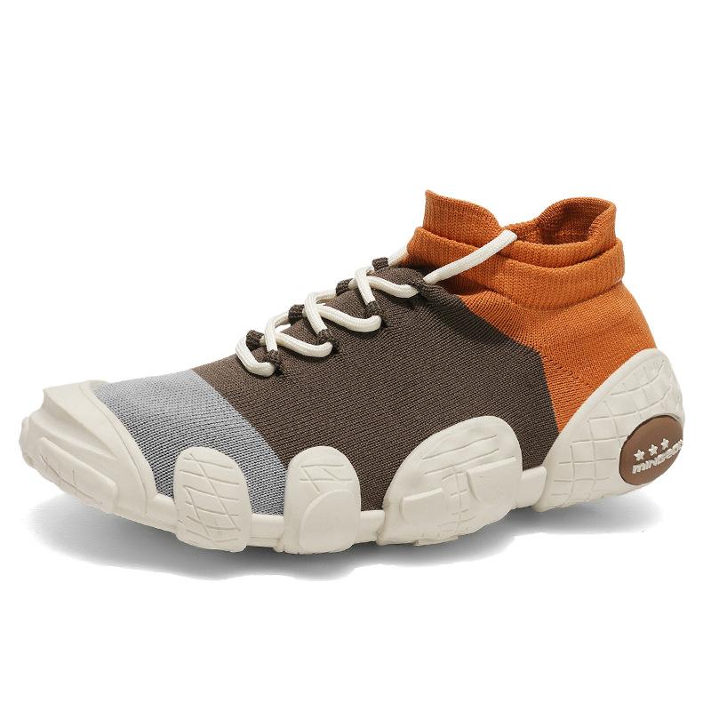 Large size fly-woven casual shoes breathable sports travel outdoor shoes men's fashion mesh Korean version trendy dad shoes