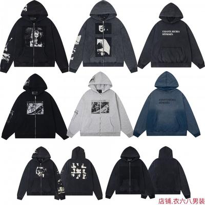 Unisex Oversized Streetwear Cotton Hooded Zip-Up Sweatshirt With Graphic Print Teens Adults