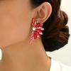 New fashionable stud earrings for women, horse eye geometric high luxury jewelry, feather wings dopamine earrings.