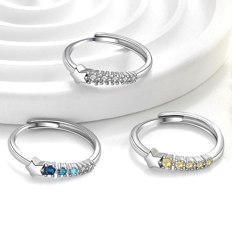 Colorful Meteor Zircon Index Ring For Women Simple Fashion Come True Finger Band Jewelry Gift