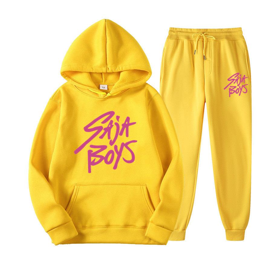 New Saja Boys Sweater Two-piece Men's and Women's Fleece Hoodie Set