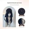 Women's Black Long Straight Wig with High Layer Bangs – Natural Daily Comic Style
