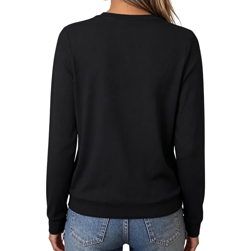 Women's Halloween Long Sleeve Neck Printed Top for Casual Fall Wear