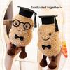 Potato Plush Peanut Doll Wearing A Doctoral Cap Tie And Glasses Design For Gift