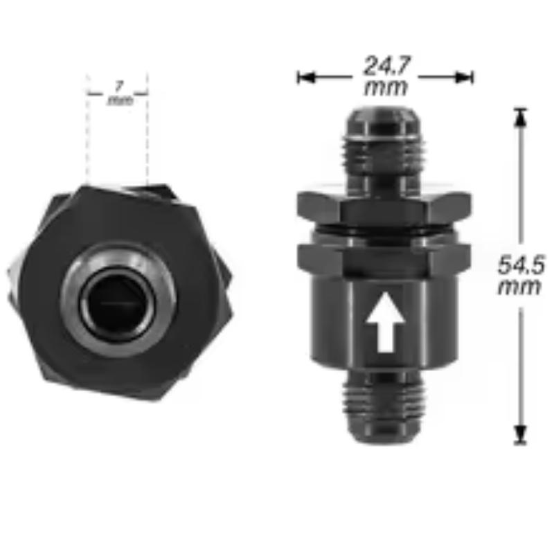 1PCS Aluminium Non Return One Way Check Valve Shuttle Type Check Valve Adapter Black for Car Engines Fuel/Hydraulic AN6 AN8 AN10