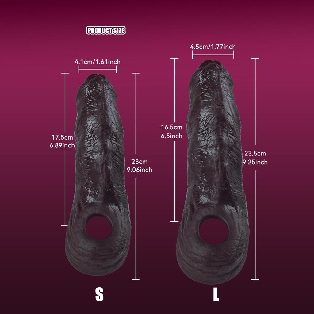 Black Penis Sleeve Enlargement Sleeve For Cock Sex Toys for Men Extender Silicone Dick Sleeve Artificial Penis Enlarge Thicken Condom