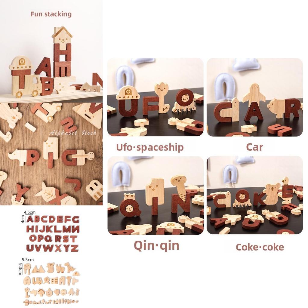 Wooden Alphabet Puzzle For Kids Educational Toy With Word Building And Number Blocks
