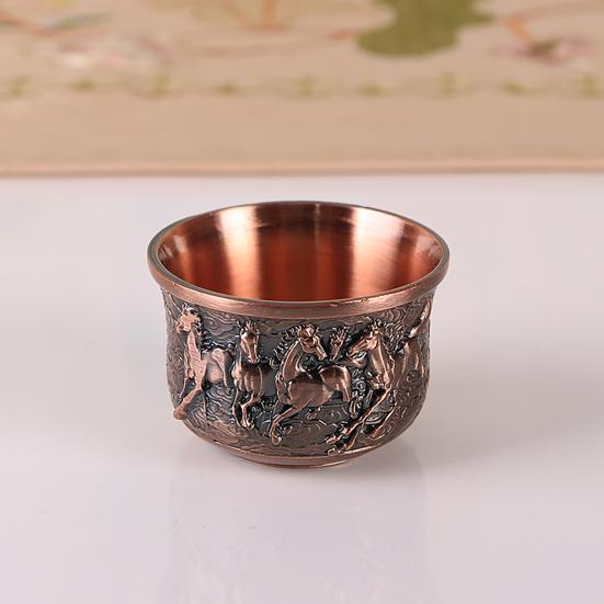 Yousheng Teacup Anti-slip Compact Size Zinc Alloy Aesthetic Relief Pattern Liquor Cup for Banquet